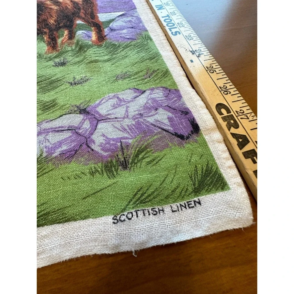 Scottish linen tea towel Highland Cattle